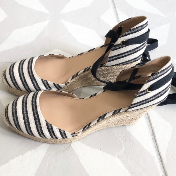 J Crew canvas wedge stripes espadrille sandal 7 - Picture 4 of 7